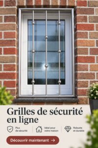 Grille de sécurité blanche installée devant une fenêtre, assurant la sécurité intérieure d'une maison.