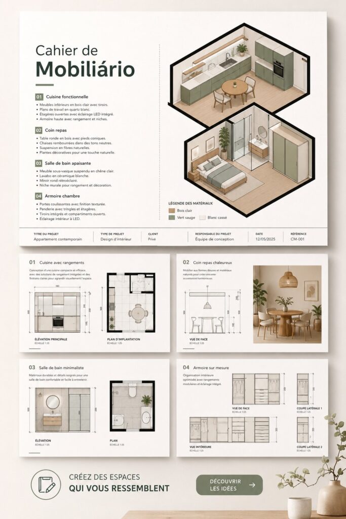 Capture d'écran d'un aménagement intérieur réalisé avec Revit.
