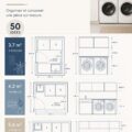 Buanderie moderne aménagée avec des rangements optimisés et des couleurs apaisantes.