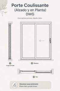 Modèle de plan AutoCAD d'une porte coulissante moderne