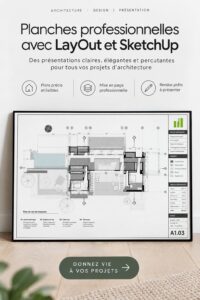 Plan de maison réalisé avec LayOut et SketchUp, illustrant un projet de rénovation