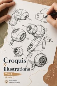 Croquis d'architecture modernes et chaleureux intégrés dans un intérieur