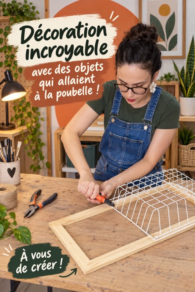 Déco intérieure avec objets récupérés et rénovés, présentant un style chaleureux et unique.