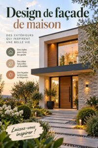 Façade de maison rénovée avec des couleurs chaleureuses et des éléments de décoration modernes.
