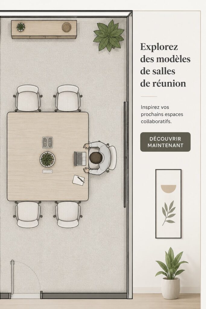 Salle de réunion moderne avec un mobilier chaleureux et fonctionnel