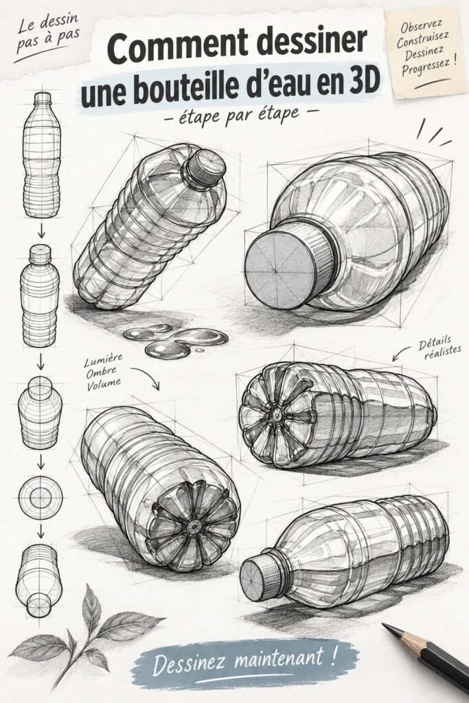 Femme dessinant une sphère en 3D sur une feuille