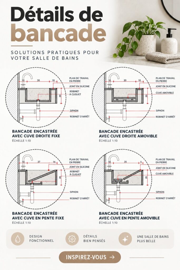 Un plan de travail en bois avec des détails élégants dans une cuisine moderne.
