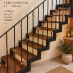 Escalier en fer forgé élégant menant à un balcon lumineux