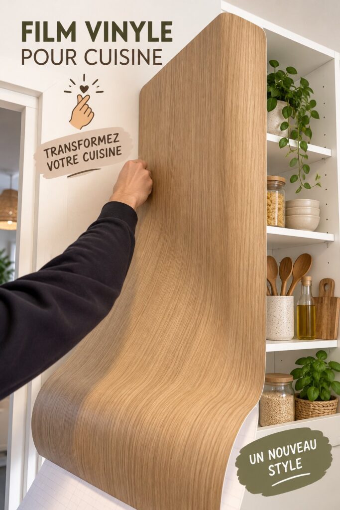 Cuisine moderne avec un film vinyle design et coloré