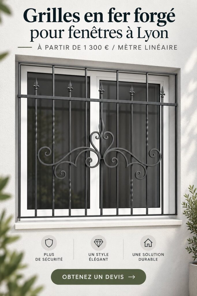 Grille en fer forgé élégante installée sur une fenêtre moderne