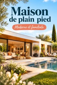 Illustration d'une maison de plain-pied contemporaine avec une façade moderne.