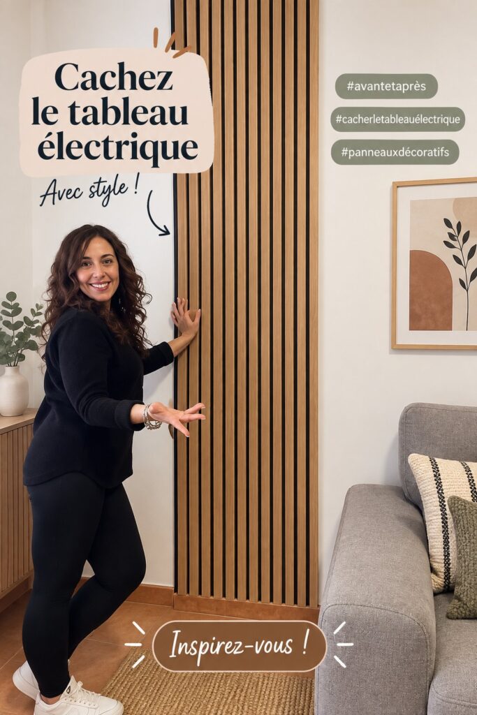 Plafond décoratif avec panneaux en bois dans un intérieur moderne.