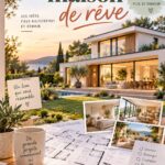 Plan de maison moderne avec jardin.