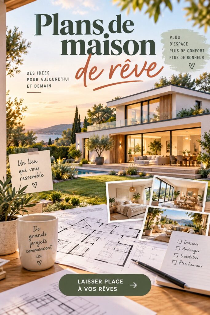 Plan de maison moderne avec jardin.