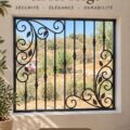 Protection en forja sur une porte d'entrée, ajoutant à la sécurité et au style