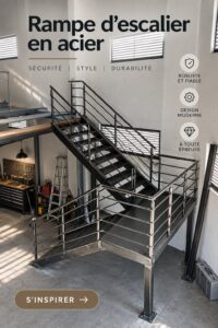 Une rampe d'escalier en acier moderne dans un intérieur élégant.