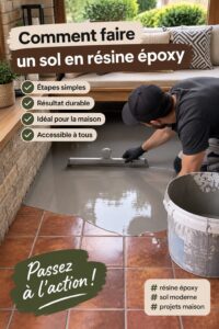 Un sol en résine époxy brillamment appliqué dans un intérieur moderne, mettant en valeur son esthétique unique.
