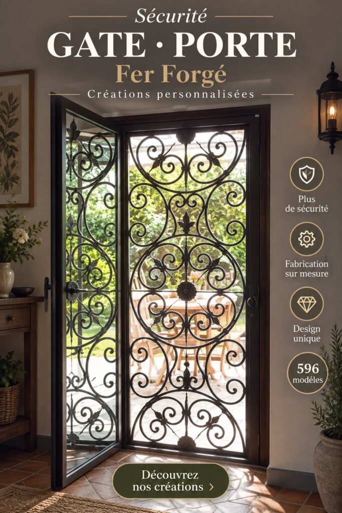 Porte en fer forgé personnalisée, alliant sécurité et élégance.