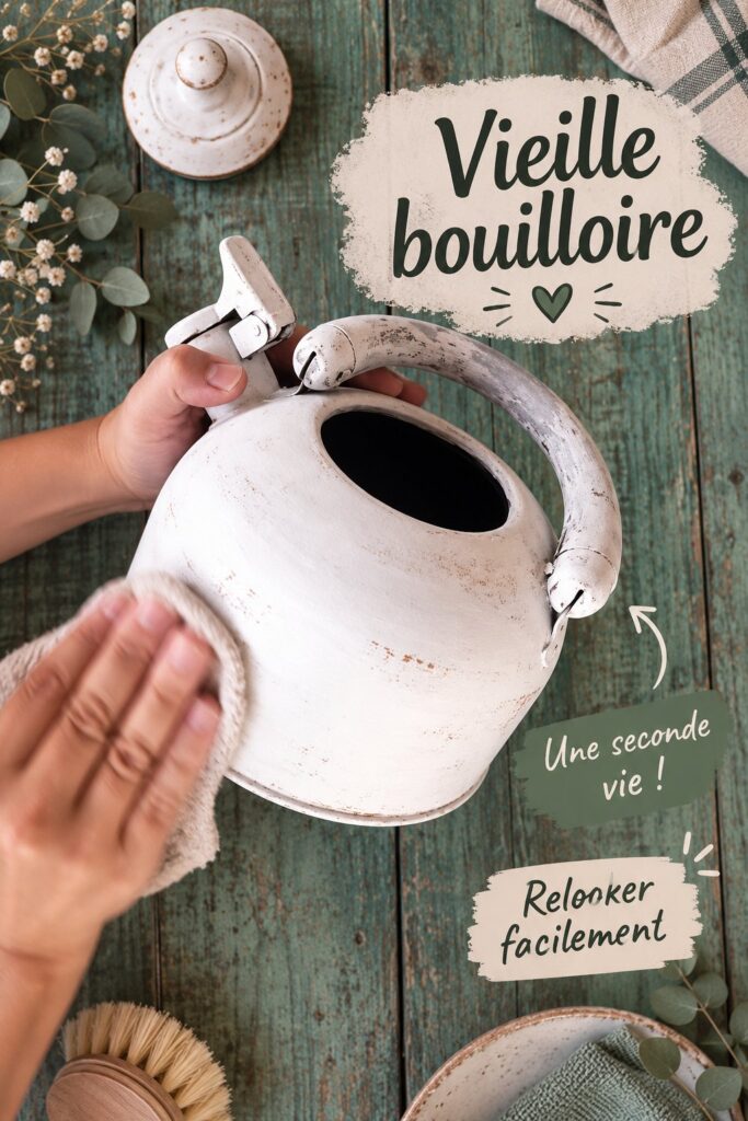 Bouilloire vintage transformée en objet décoratif élégant