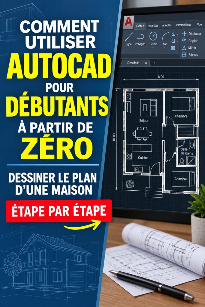 Capture d'écran d'un plan de maison créé avec AutoCAD