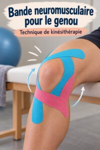Bandage neuromusculaire appliqué sur un genou