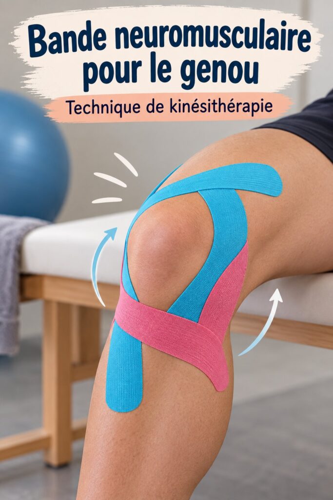 Bandage neuromusculaire appliqué sur un genou