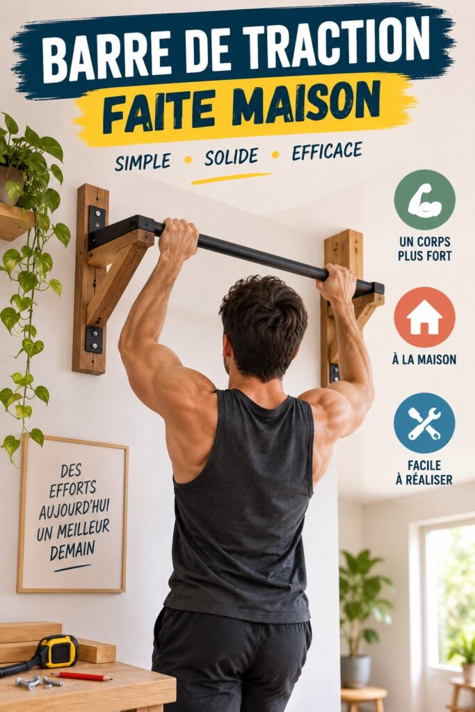 Barre de traction DIY en bois dans une maison moderne