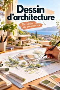 Dessin d'architecture stylisé d'une maison moderne