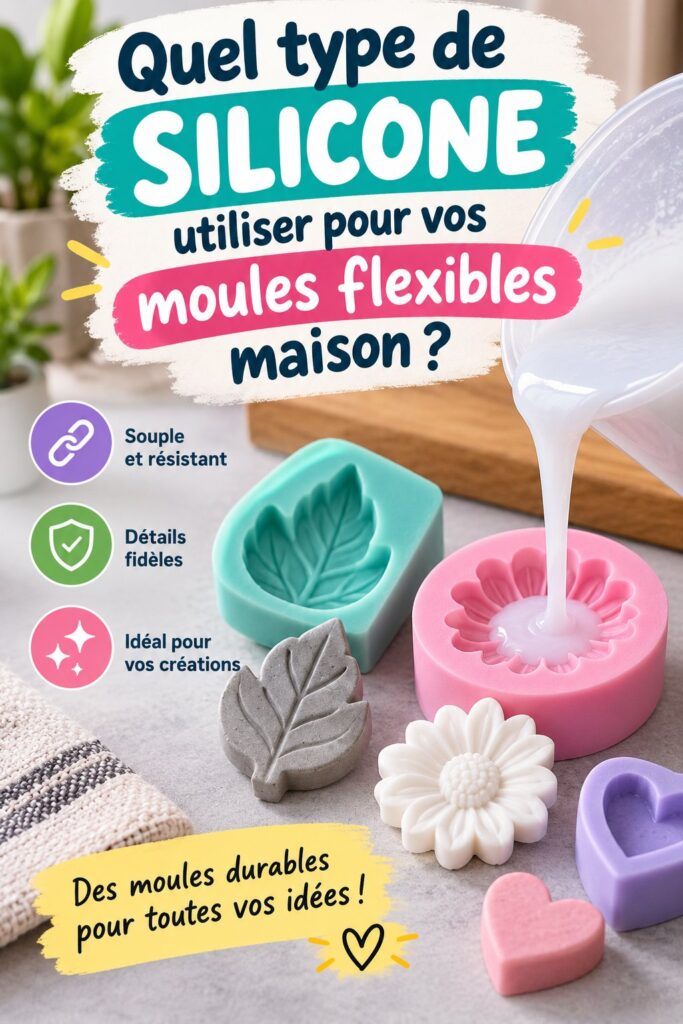 Moules flexibles en silicone pour projets créatifs faits maison.