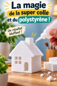Un projet créatif avec de la colle super et du polystyrène illustrant leur utilisation ensemble.