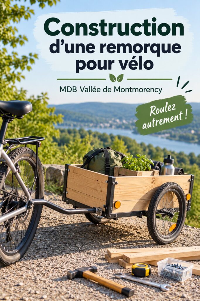 Exemple de remorque à vélo construite sur mesure pour les sorties en famille.