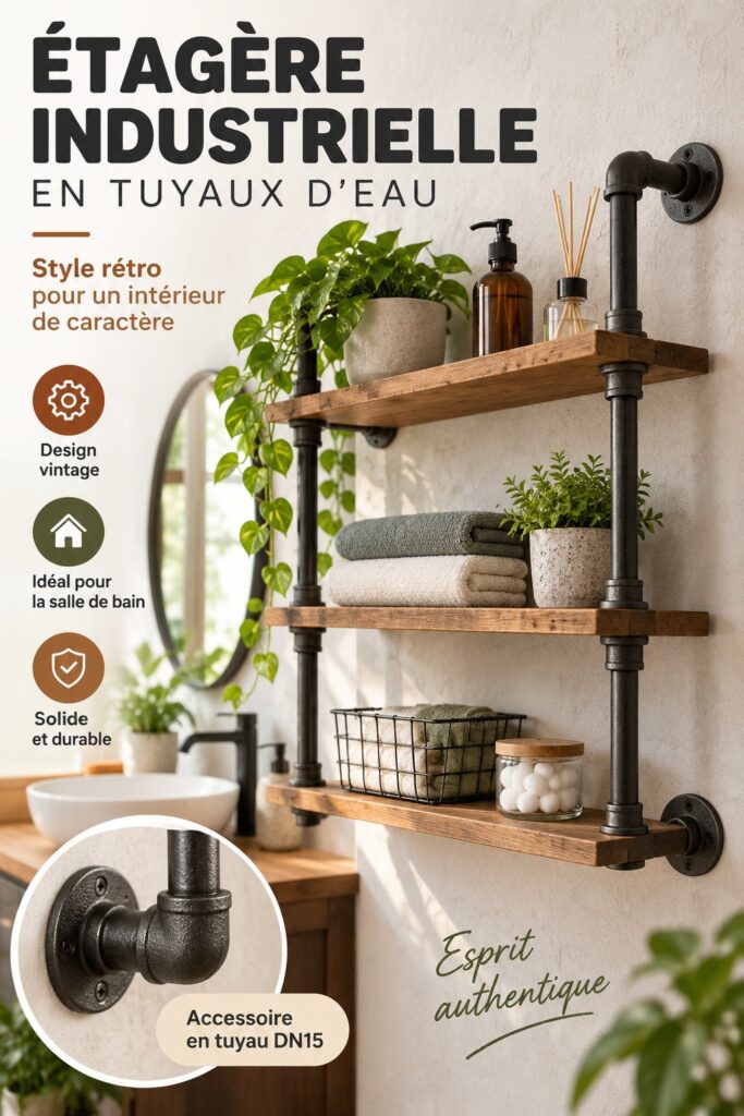 Étagère industrielle en métal au style rétro