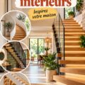 Escalier intérieur moderne en bois avec garde-corps en métal, ajoutant une touche élégante à la maison