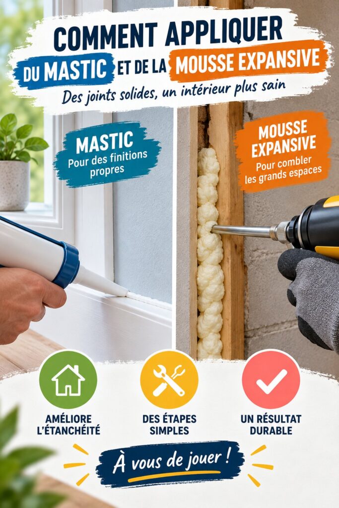 Application de mastic sur une surface pour rénovation.
