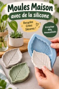 Un ensemble de moules en silicone faits maison, colorés et créatifs, sur une table artisanale.