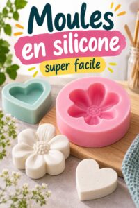 Moules en silicone de différentes formes sur une table de cuisine