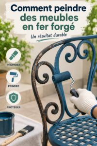 Un meuble en fer forgé peint en couleur vive, soulignant la beauté de la rénovation